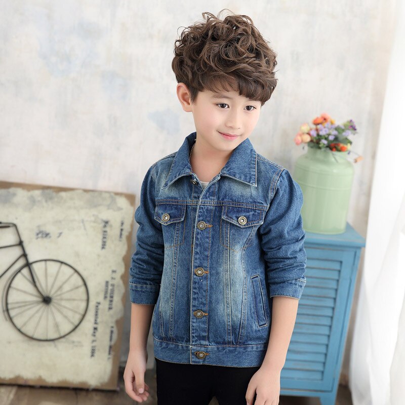 DIMUSI boys Spring Denim jacket girls Autumn solid denim Coat cotton windbreak outwear children jacket kid Clothes BC202