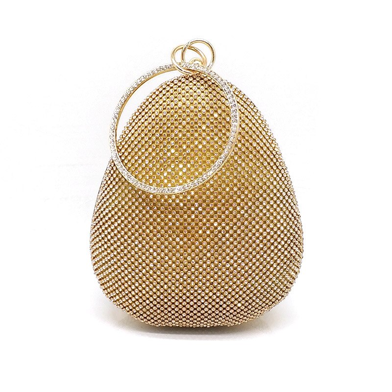 Moda diamantes bolsas feminina festa à noite embraiagens forma de ovo bolsas nupcial festa de casamento bolsa: Gold clutch