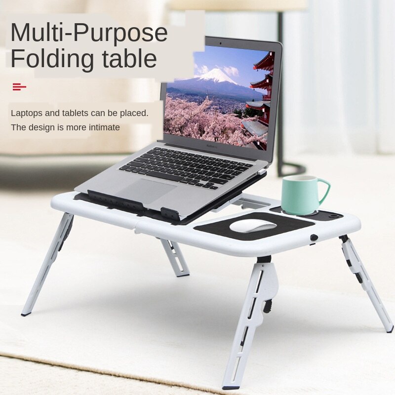 Multifunctional Laptop Table Stand Folding Desk Bed Computer Study Adjustable Portable Sofa Tray USB Cooling Bed Notebook Stand