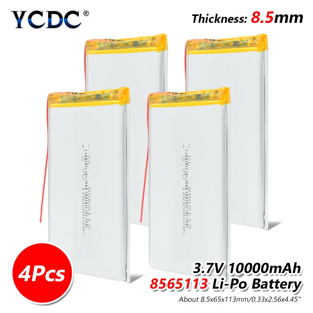 Rechargeable 8565113 li-ion 3.7V 10000mAh Lithium Replacement Li-polymer Battery For Tablet DVD GPS MID Li-polymer Battery: 4 x Battery