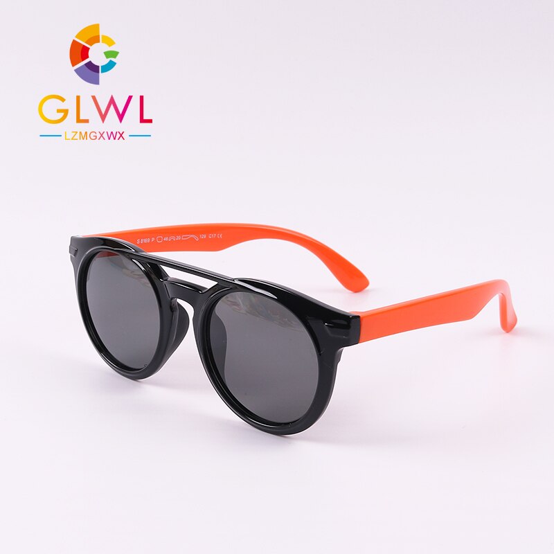 Gafas de sol redondas polarizadas con cuerda para niños y niñas, lentes de seguridad UV para bebés, estilo 400,: A1910-7A