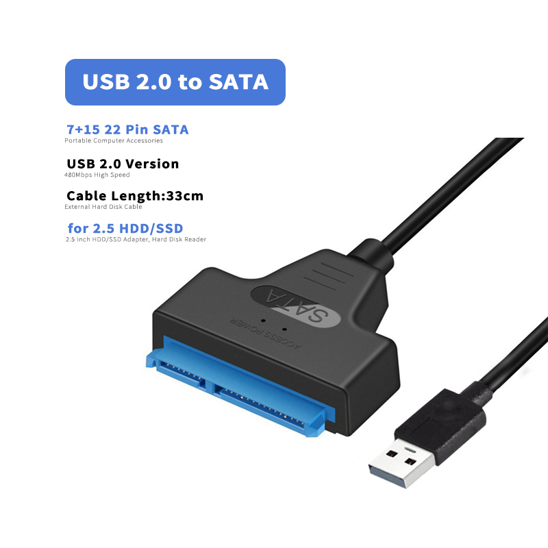 Cablu Adaptor SATA la USB - HDD SSD 2,5/3,5 Inch - USB 3.0/2.0 - Lungime 22/35/50cm - Cititor Hard Disk Extern: Roşu