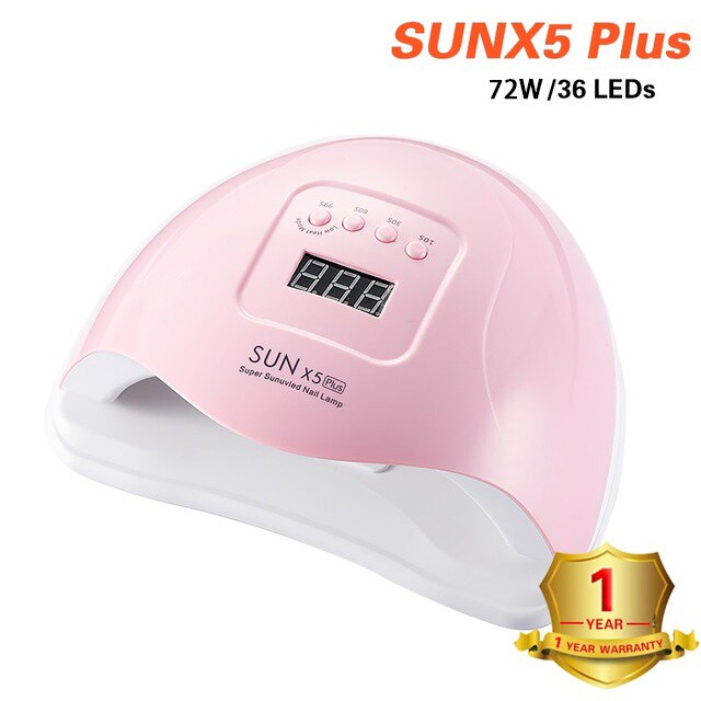 SUNUV-Lámpara LED de inducción automática para manicura, SUN 2C UV de 48W/80W/45W compatible con geles y 33 esmaltes: x5plus-pink