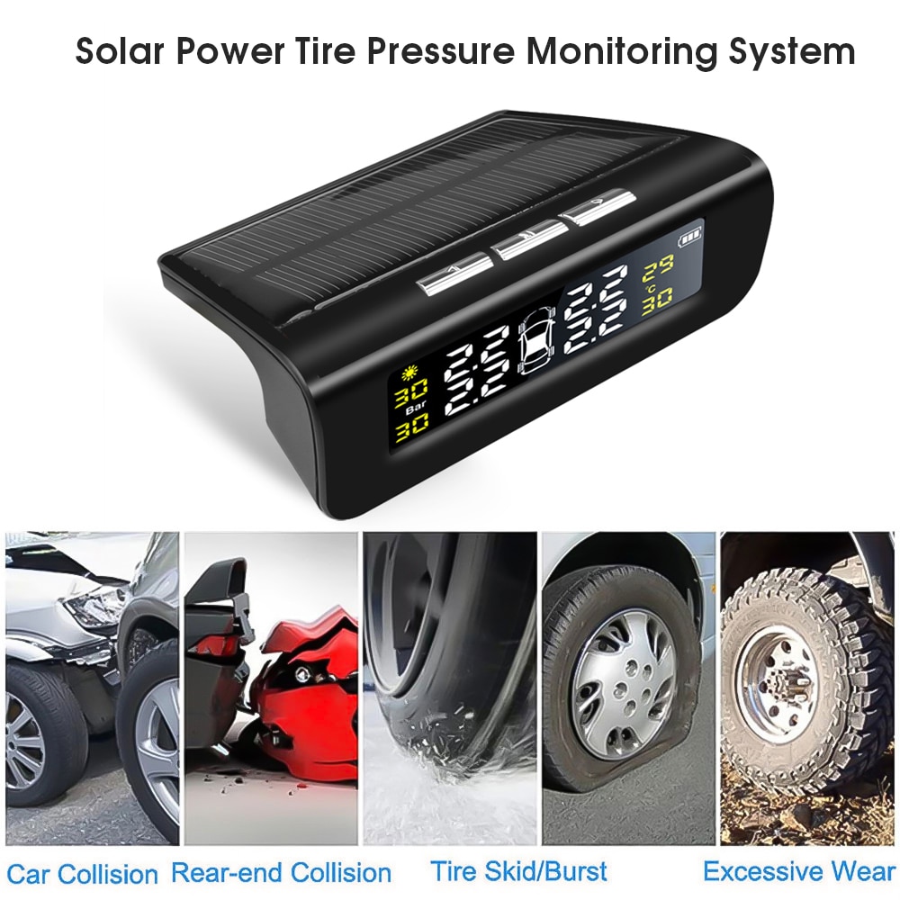 4 sensors car tire pressure alarm TPMS Digital display auto tyre pressure tester leak warning tire presssure monitoring system