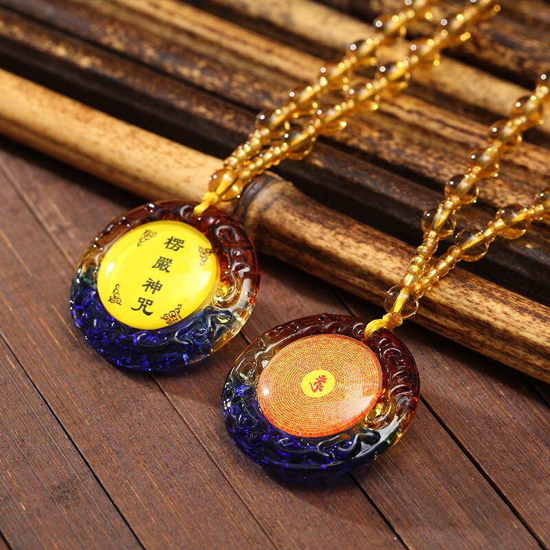 Tibetan Pendant Buddhism Amulet Necklace Shurangama Mantra Talisman Lucky Wealth Necklace Jewelry Accessories: 1PCS   18