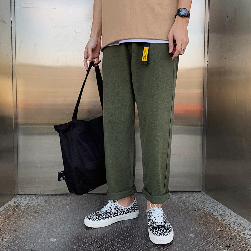 Cool herre stil løse store ben lige student jeans bukser point far brede ben casual bukser: Militærgrøn / Xxl