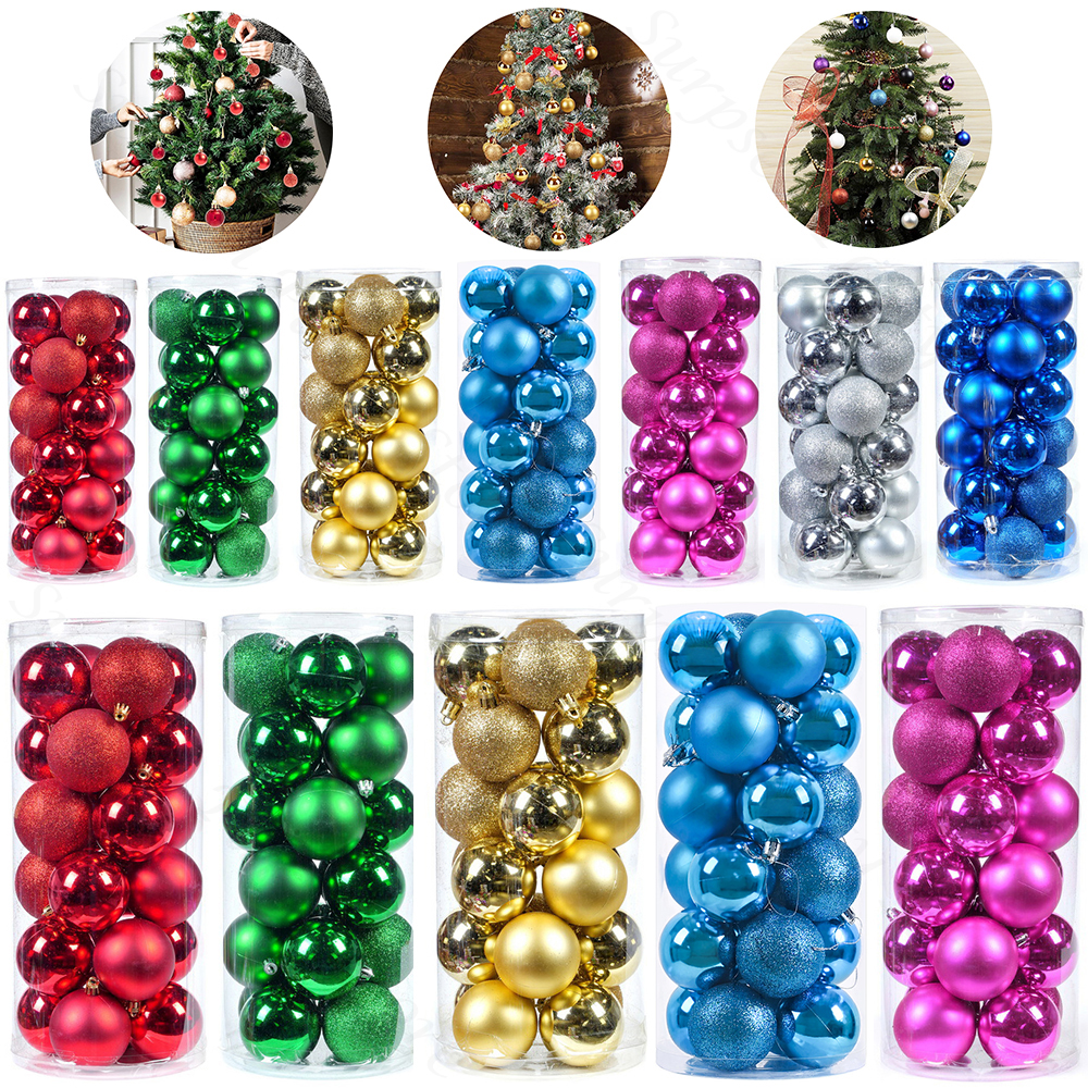 3/4cm 24 . røde grønne julekuler pynt jul juletrekuler dekorasjon hengende anheng ball år navidad dekor