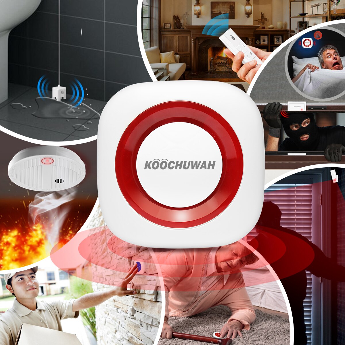 Koochuwah Home Gsm Alarmsysteem Diy Home Security 2G Netwerk Auto Dail En Stuur Sms 868 Mhz Draadloze alarm Sensor