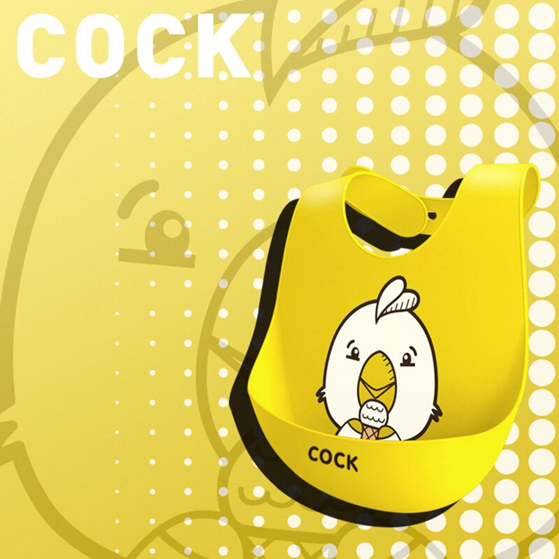 Bebé de silicona impermeable, de Saliva goteando baberos Bandana dibujos animados recién nacido alimentación suave comestible delantales bebé ajustable eructo bufanda: Cock