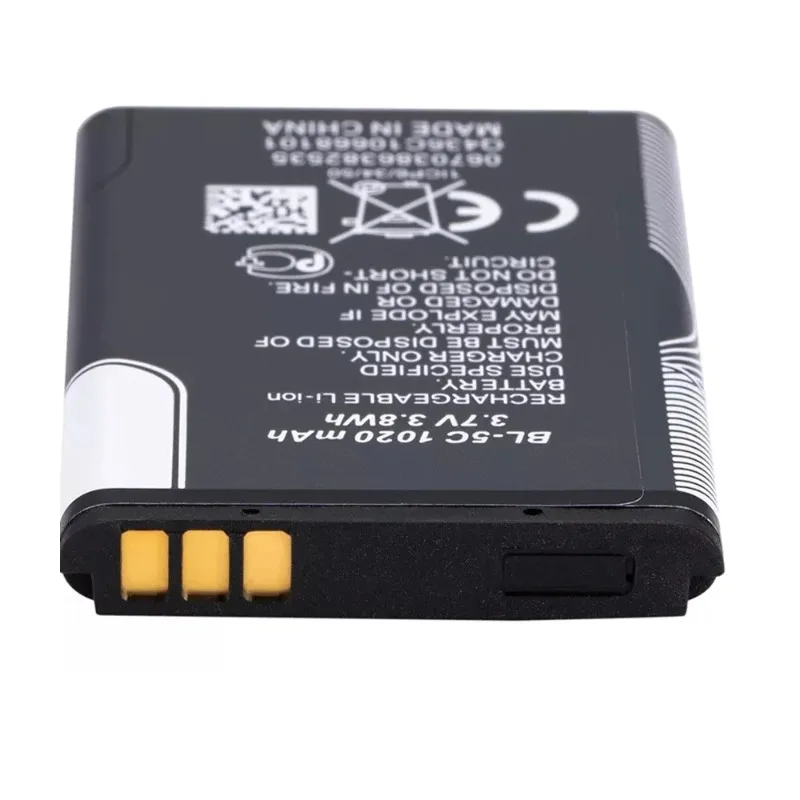Neuer BL5C BL-5C 3,75 V 1020 mAh Lithium-Spielekonsolen-Akku für Nokia 1100 1110 1200 1208 1280 2600 2700 3100 3110 5130 6230 1600