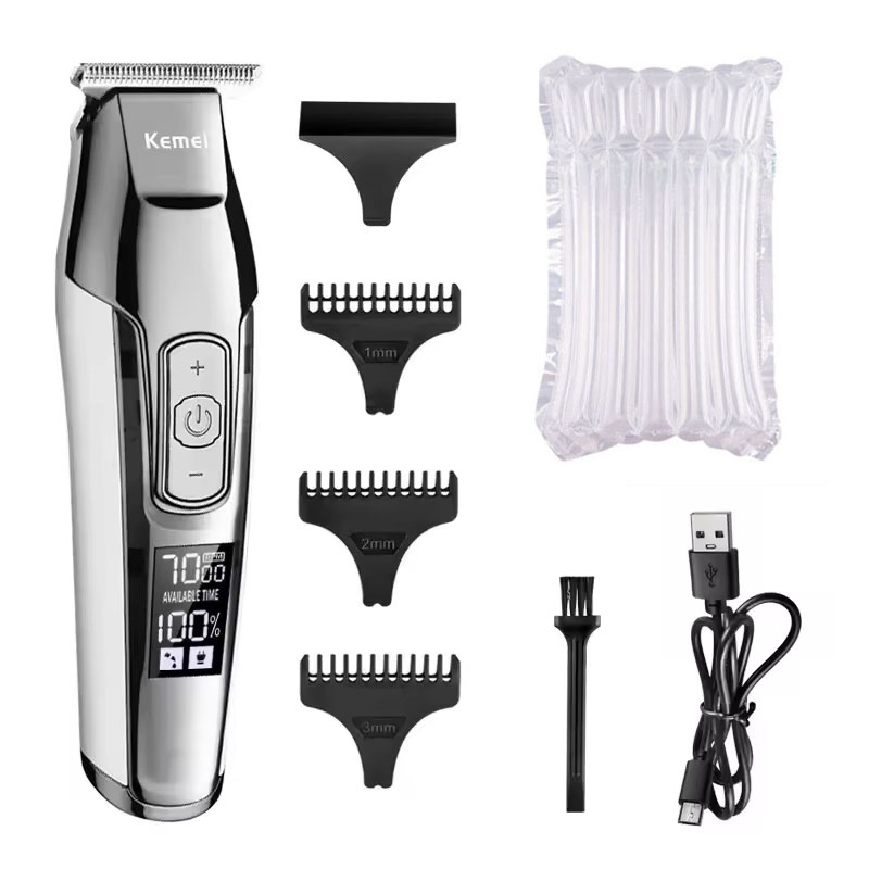 Kemei KM-5027 Original Elektrische Haarschneidemaschine Wiederaufladbare Haarschneider LCD Anzeige Friseur Professionelle Schneidemaschine: Orange