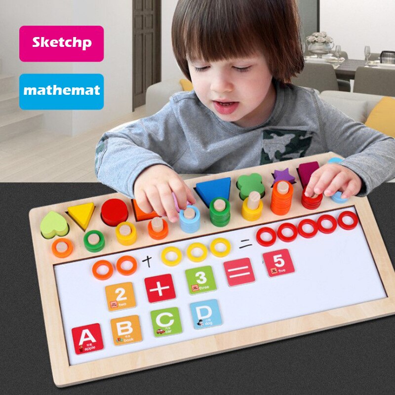 Holz Baby digitale kognitiven bord form spiel logarithmus bord Montessori frühen bildung bausteine pädagogisches spielzeug