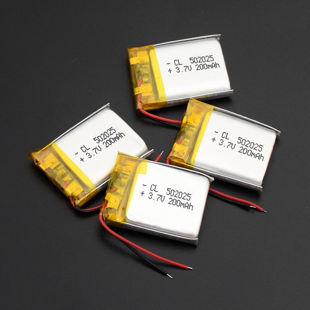 502025 batteri 3.7v 200 mah genopladelige batterier lithium polymer batteri med beskyttelseskort til  mp3 gps fjernbetjeninger