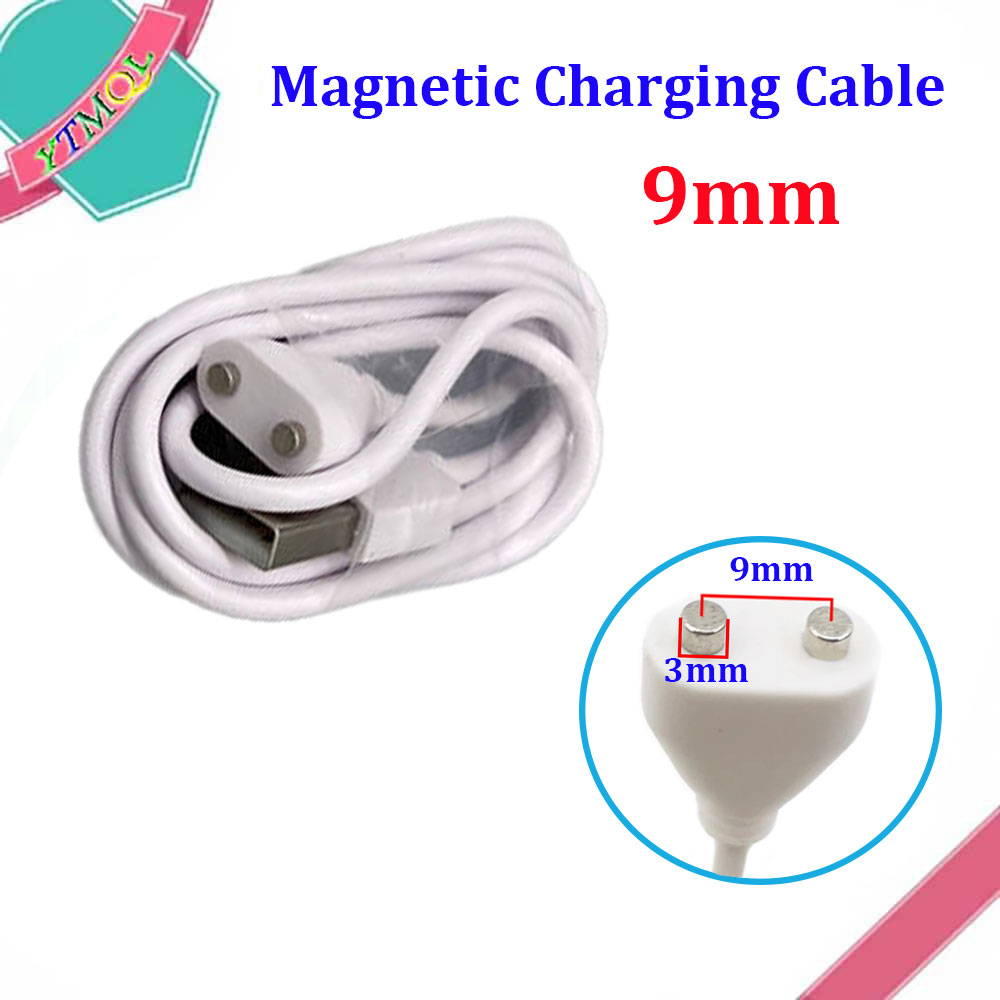 Cable de carga magnético, espaciado central de 2 pines, 5mm, 6/7/8/9/10mm, imán Suctio, cargador de energía USB para instrumento de belleza, dispositivo inteligente: Marfíl