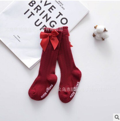 Kinder mädchen nette socken Knie socken Hohe Bogen Knoten Prinzessin Socken Baby Socken Lange Rohr Booties Vertikale Gestreiften sokken meias 0-4Y: 5 / 2-4T