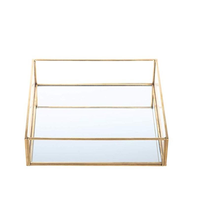 Miroir or bijoux plateau parfum plateau miroir vanité plateau commode plateau orné plateau métal décoratif plateau bijoux parfum organiser