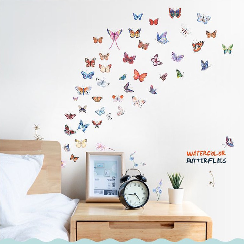 Aquarel Vlinder combinatie muursticker woonkamer slaapkamer kast bruiloft decoratie Home Decor Vlinders Stickers