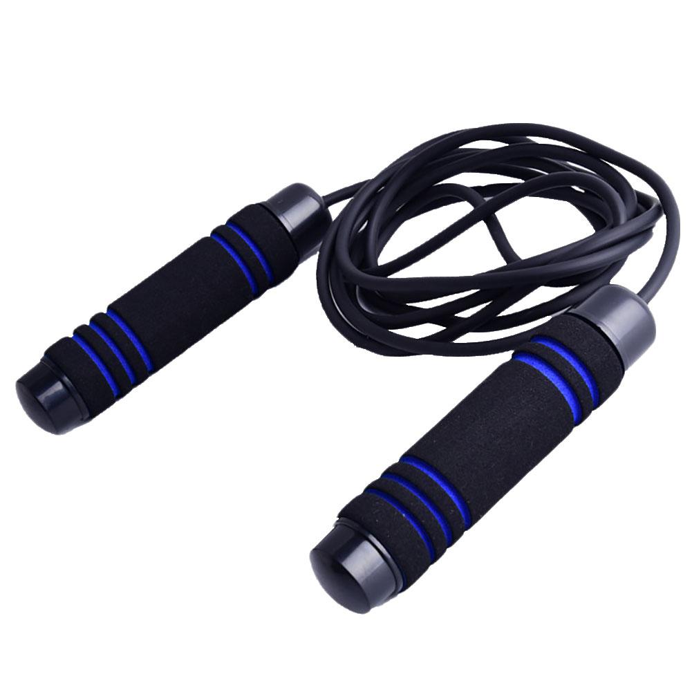 Adjustable Bodybuilding Aerobic Exercise Fitness Foam Handle Jump Skipping Rope: Blue