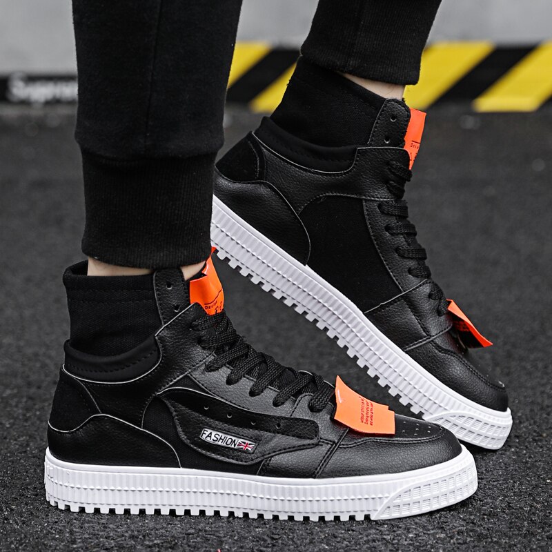 Siergan top sneakers høj stil solide farver mand hvide sko herre high-top lærred sko herre sommer forår efterår