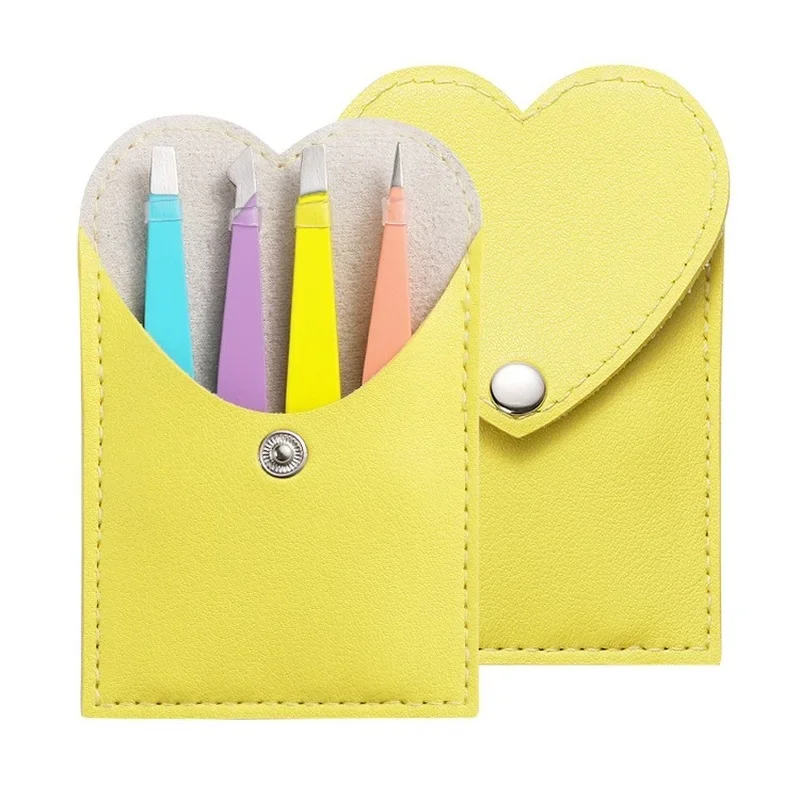 Hair Removal Tweezers Stainless Steel Eyebrow Tweezers Pink Slanted Black Tip Point Face Harmless Makeup Beauty Tool Cosmetic