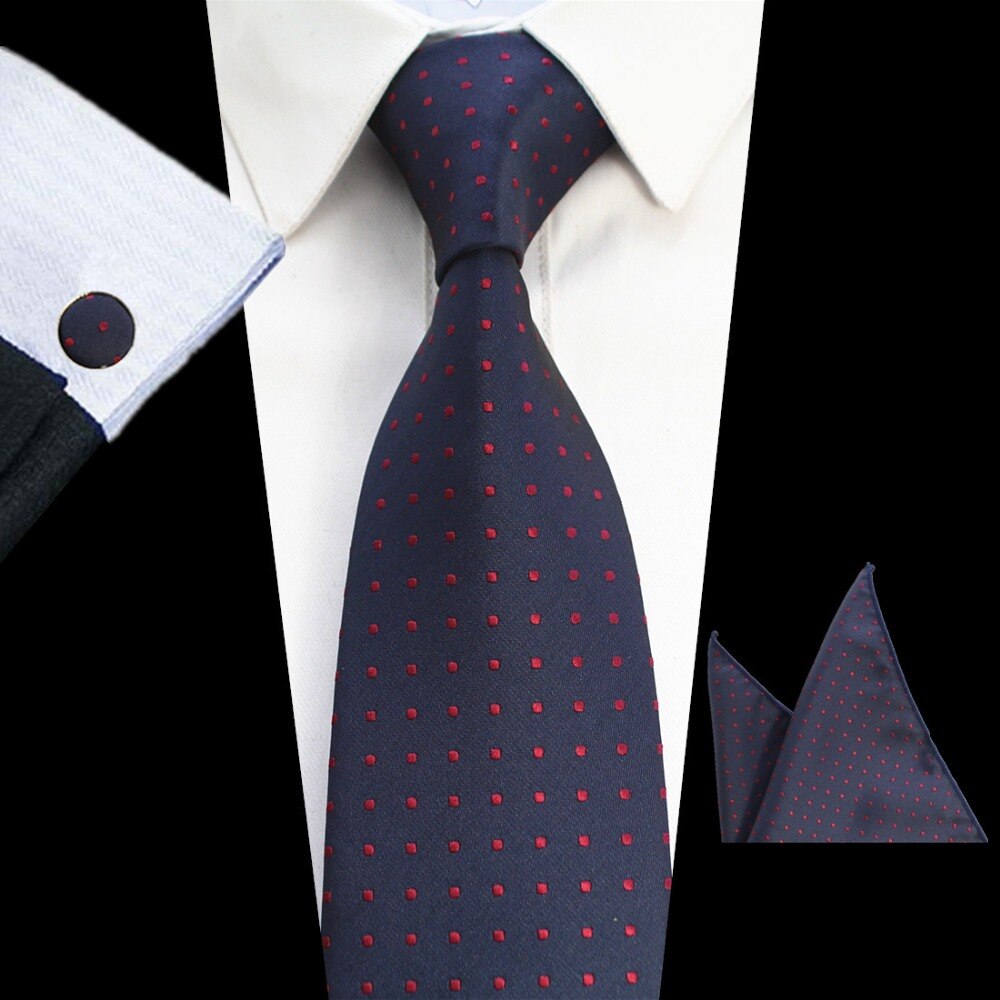 Rbocott 8cm conjuntos de gravata novo design para homem xadrez & dot & paisley gravata lenço abotoaduras define negócios festa de casamento pescoço laços