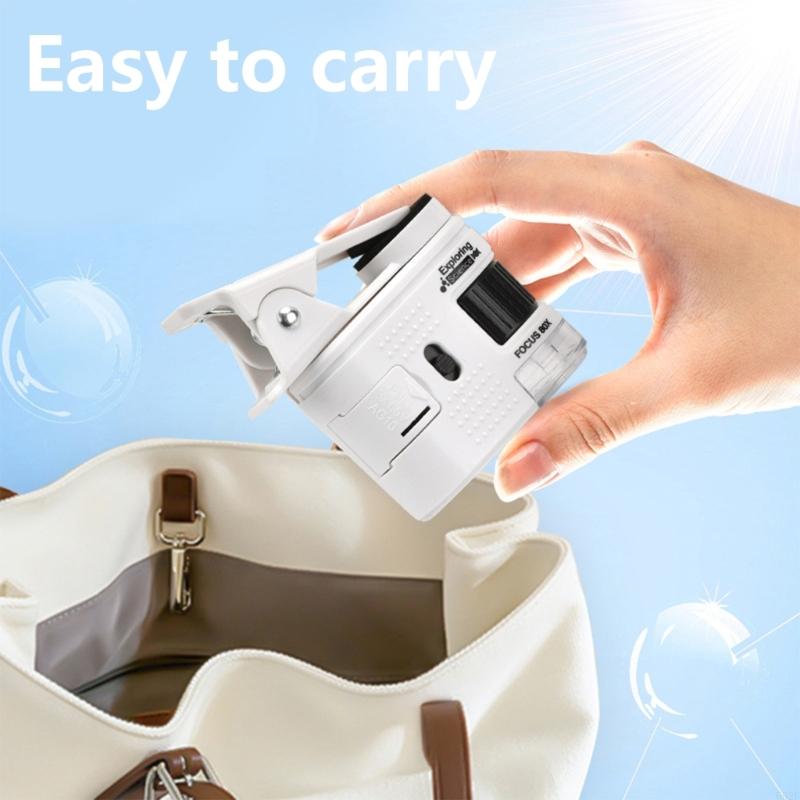 652f Precisiones Altas Microscopio Pequeño con Illumina LED Microscopio portátil Herramienta investigación científica Joyería