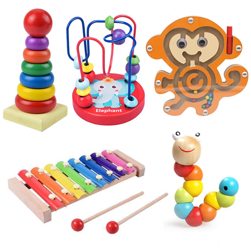 Preschool Kids Math Toys Counting Circles Bead Wire Maze Wooden Roller Coaster Educational Toys Montessori Wooden Toys For Baby