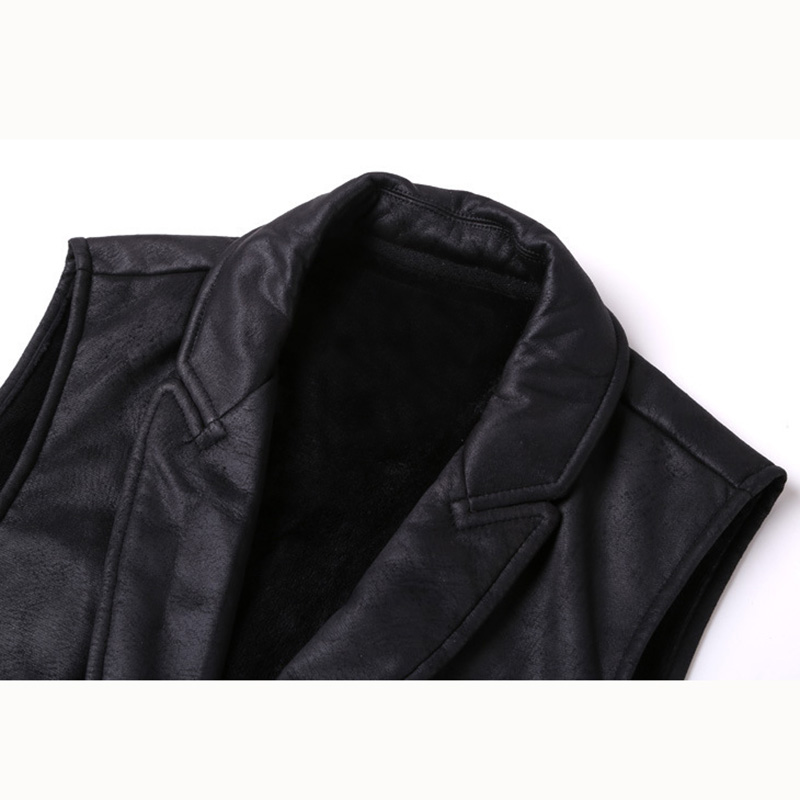 Waistcoat Men Vest Casual Faux leather leather Slim vest lapel classical Vintage gilet European style male