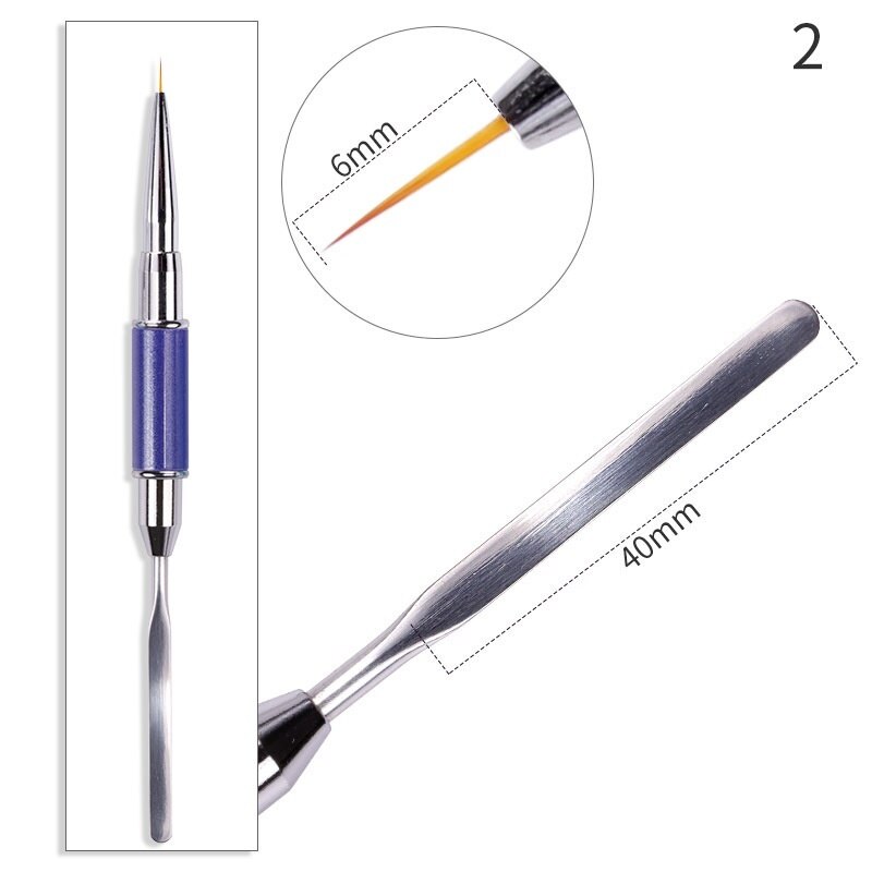 Lápiz de belleza para Nail Art, pluma de acero de doble cabeza y ajuste de pegamento con pluma de pintura de pétalos en forma especial, herramienta de belleza, 1 ud.: Azul