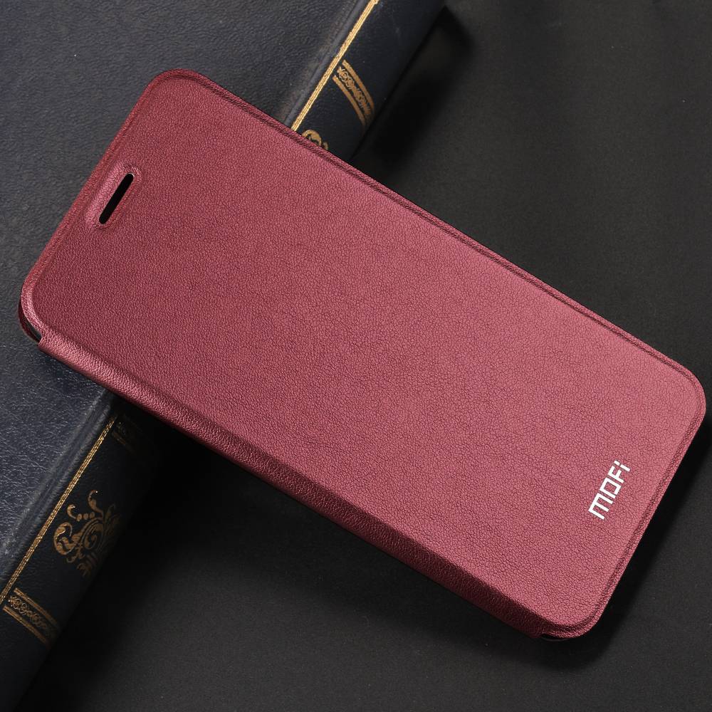 MOFi for Redmi Note 8 Cover Case for Redmi Note 8 Pro Cover for Xiaomi Note8 8pro Xiomi Housing TPU PU Leather Book Stand Folio: for Redmi Note 8 / Wine Red / Case Only