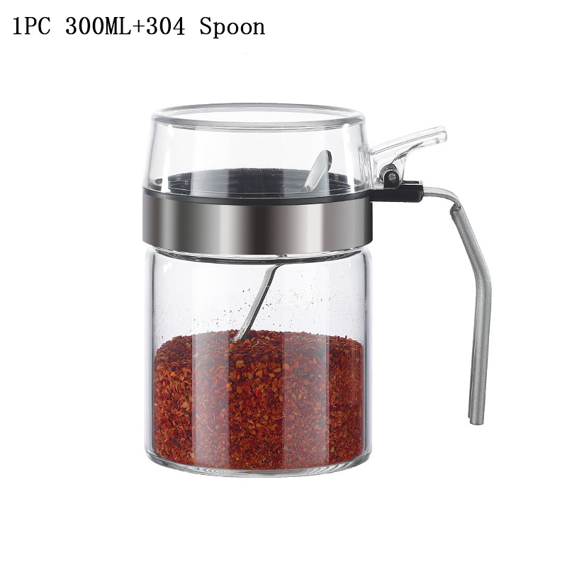 Yomdid Kruiden Pot Glazen Fles Kruiderij Opbergdoos Zout Peper Suiker Aroma Container Met Pp Deksel Keuken Benodigdheden: 300ml