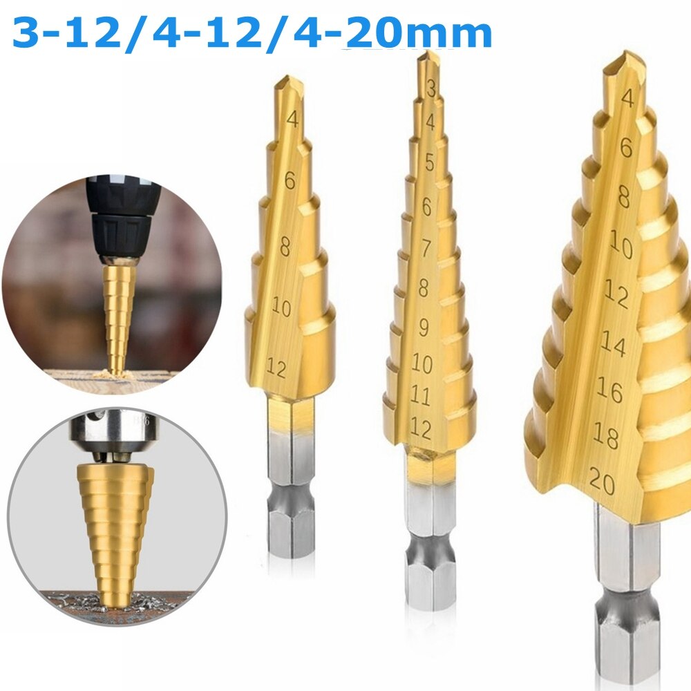 3-12mm 4-12mm 4-20mm hss suora ura poranterä metalli nopea teräs puureikä leikkuri kartiopora puuntyöstötyökalut