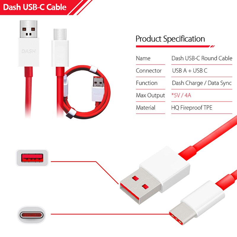 Originele Oneplus Eu Charger 5V4A Auto Dash Oplader Voor Een Plus 6T 5/5T/3/3T Dash Lading Adapter Dash 4A Usb Charge Type C Kabel