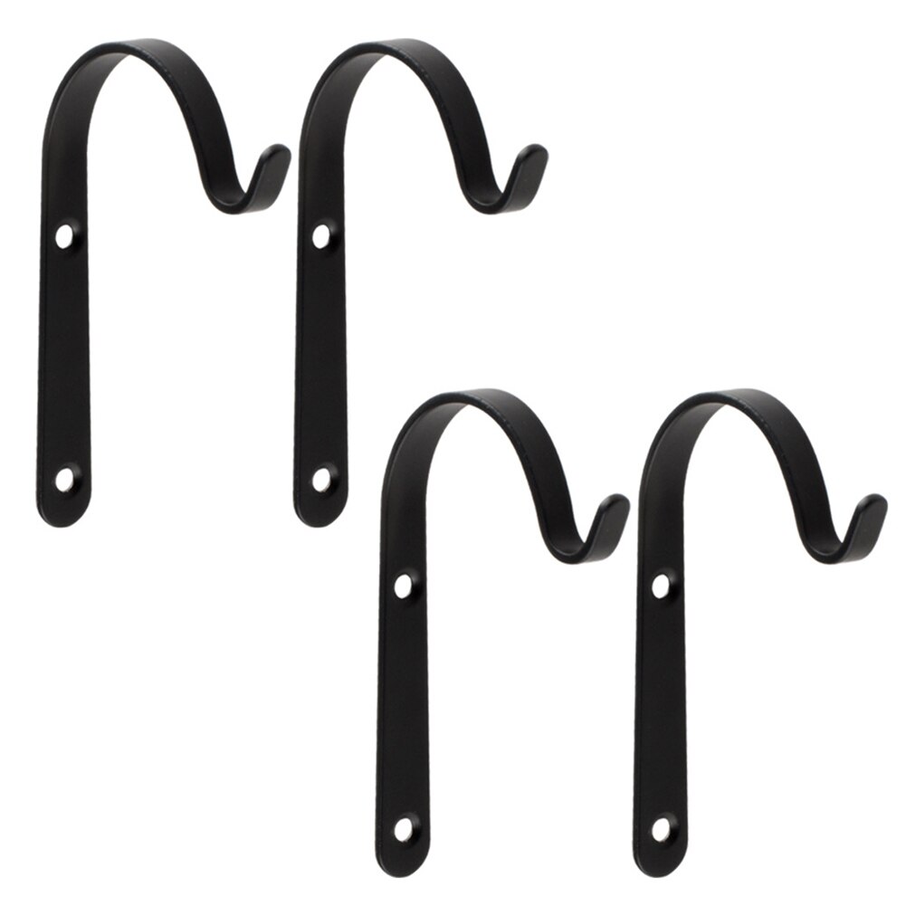 1/4/10pcs Hanging Basket Brackets Metal Strong Outdoor Wall Garden Hook Black AC889: 4pcs