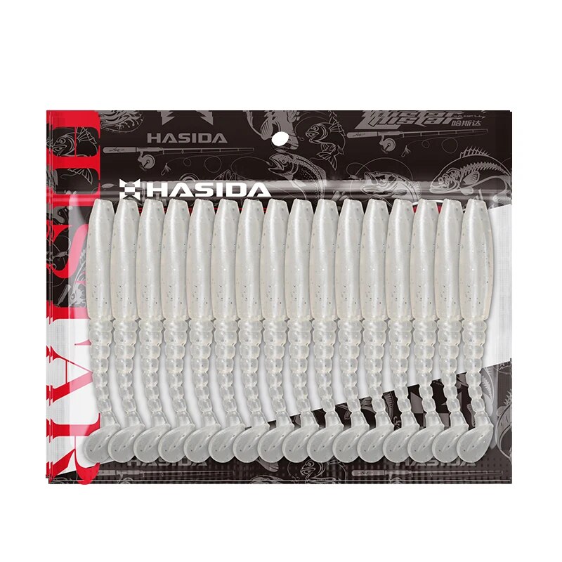 HISTAR 1Bag High Elasticity Shining Long Thread T Tail Soft Plastic Worm Fishing Lure Artificial Soft Silicon Body Lures: 4 / WHITE