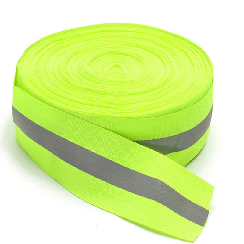 Breed 3*1.5 cm 2 M Groene Lichtgevende streep Lint Reflecterende Singels Weven Piping Kranen Stof veiligheid Kleding naaien accessoires
