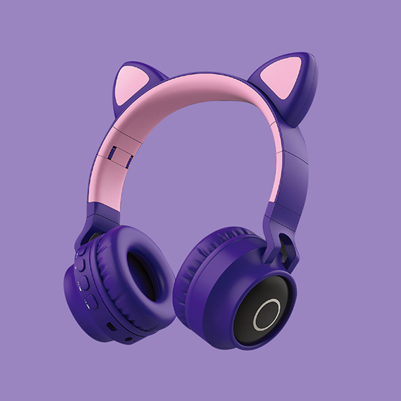 LED Cat Ear Bluetooth 5.0 Headphones Noise Cancelling Wired Gaming Headset for PC Gamer 3.5mm Plug With Mic