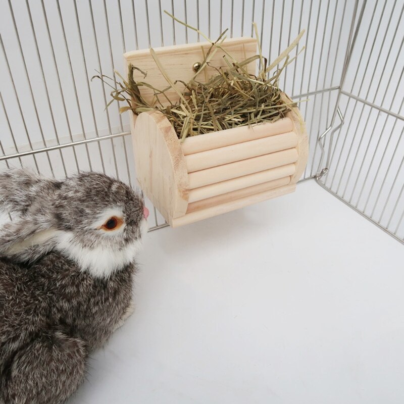 Konijn Feeder Bunny Cavia Hooi Feeder Hooi Kribbe Voor Kooi Chinchilla Hout Voedsel Kom Niet Giftig Veilig Materiaal