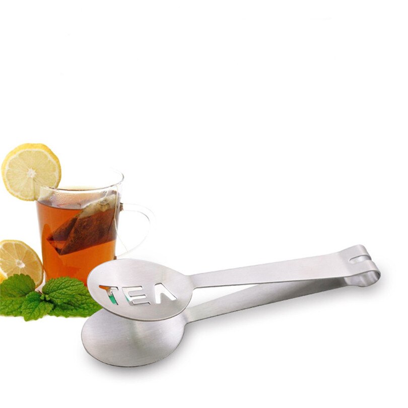 1Pcs Stainless Steel Tea Bag Clip Resistant Teabag Food Set Clip Stainless Steel Tea Bag Tong Squeezer #4A9