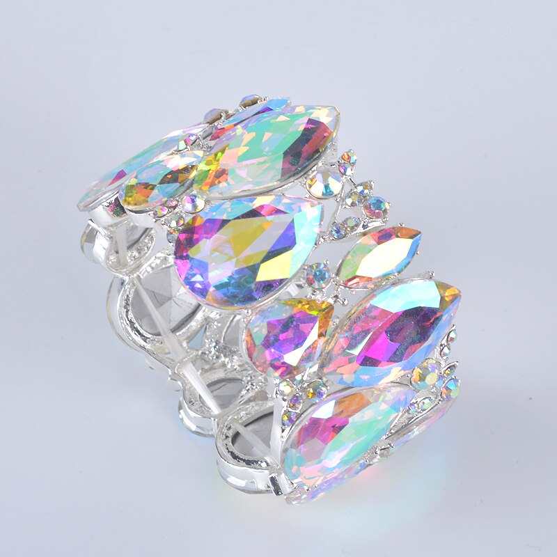 Moda nova marquise cristal manguito pulseiras pulseiras grande estiramento bangle para mulheres casamento nupcial pulseira jóias presente para meninas