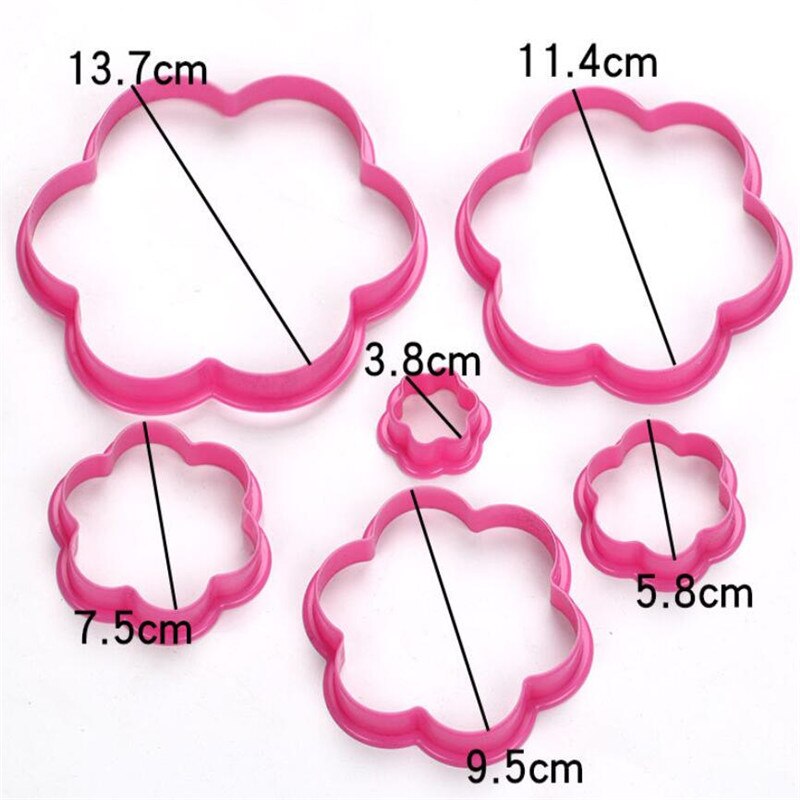 6 stk kærlighed hjerte blomst småkage udstikker stjerne fondant kage indretning værktøj form sugarcraft plast kage udstikker stempel stempel