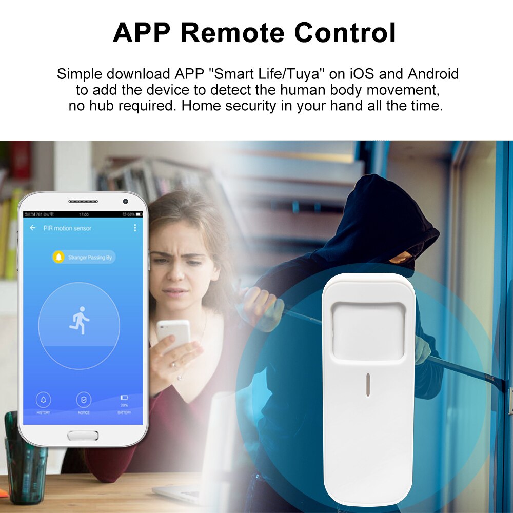 Wifi pir bewegingsmelder beveiliging inbraakalarm sensor draadloze passieve infrarood detector tuya app bediening smart home