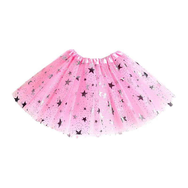 freundlicher Mädchen 3 geschichtet Ballett tanzen Ballettröckchen Felsen funkeln Stern Pailletten Prinzessin Mehrfarbig Gittergewebe Tüll Kleid Pettiskirt Karneval Party: Rosa