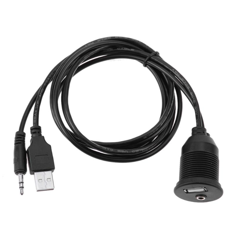 del tablero de instrumentos del coche Moto montaje USB 2,0 de Panel 3,5mm M/F AUX plomo Cable de extensión Cable de coche estilismo para el Panel de mandos para coche de la motocicleta