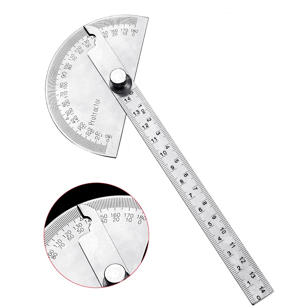 180 Degree Protractor Stainless Steel Angle Gauge Adjustable Multifunction Semicircle Ruler Mathematics Measuring tool: type 2-14.5 cm