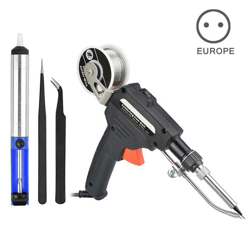Auto Feeding Soldering Tool Manual Electric Soldering Iron Set Solder Tin LB88: Black EU Plug