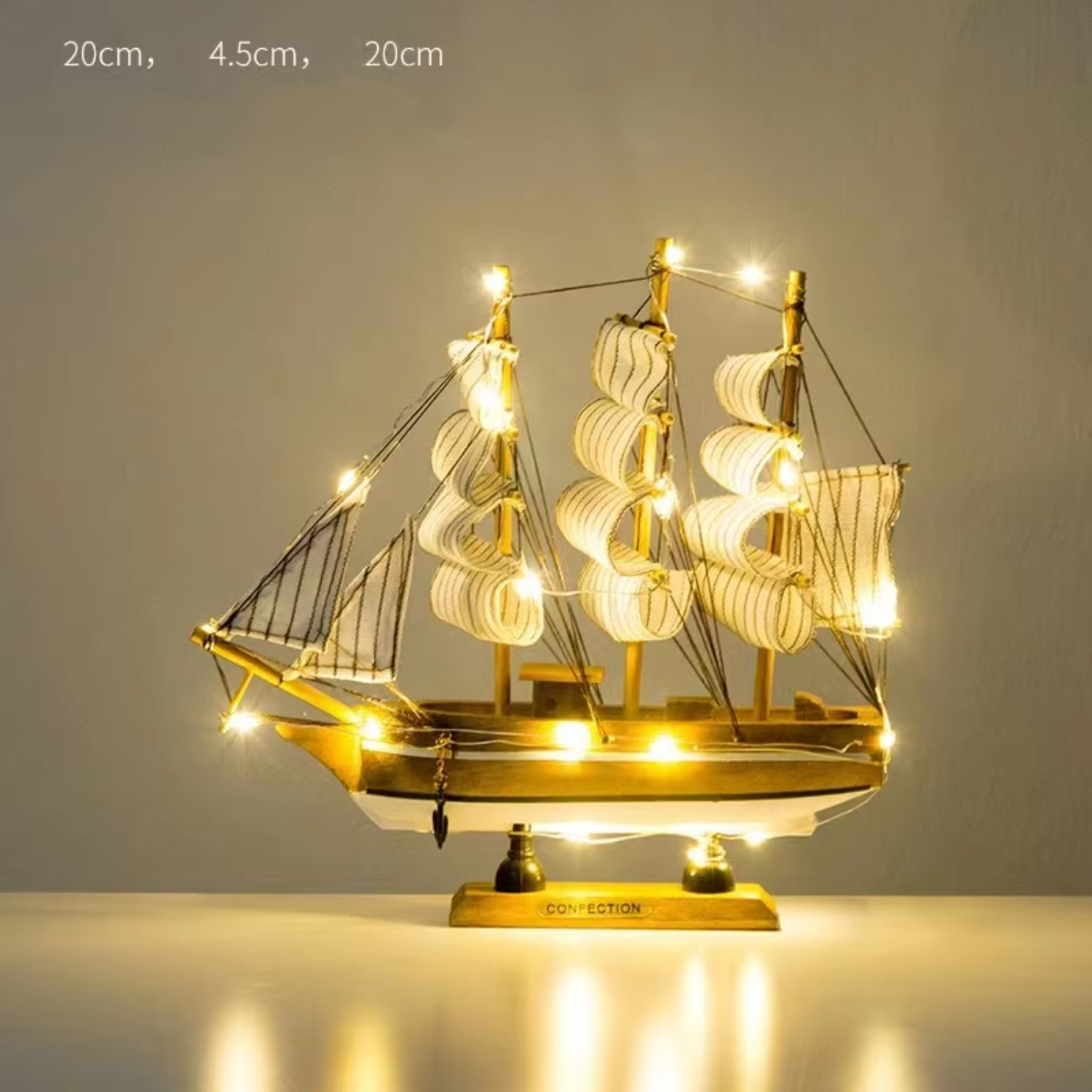 Modelo de velero de madera nórdico, decoraciones creativas, decoración de escritorio: Verde claro