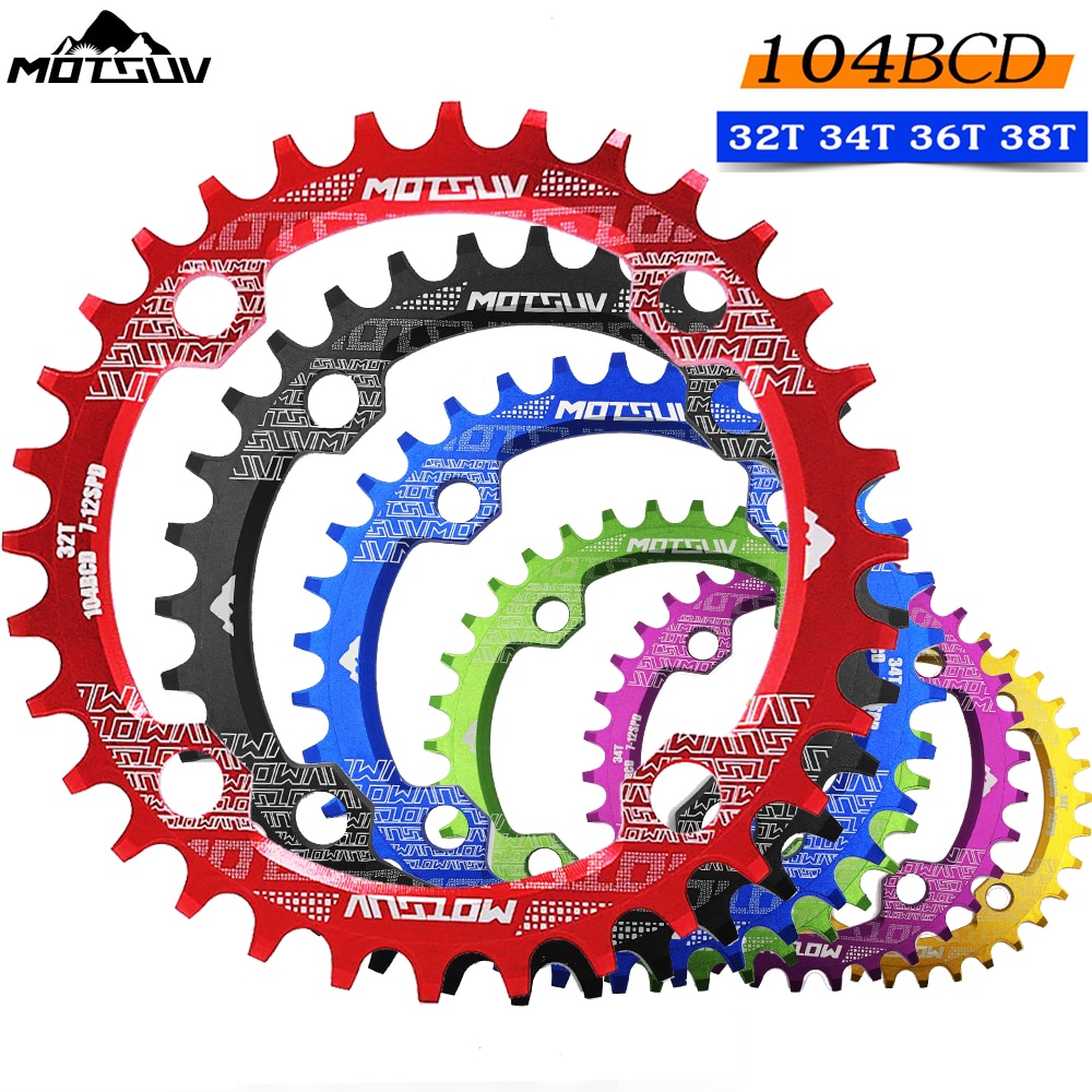 Motosuv redondo estrecho ancho motoring MTB bicicleta de montaña bicicleta 104BCD 32T 34T 36T 38T plato de dientes partes 104 BCD