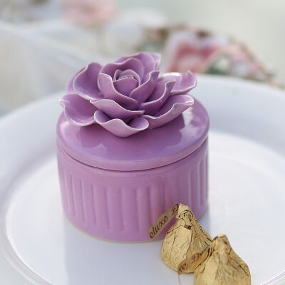Exquis Rose pot de stockage en céramique artisanat boîte à bijoux mariage boucle d'oreille collier réservoir de stockage sucre bonbons boîte conteneur: 3