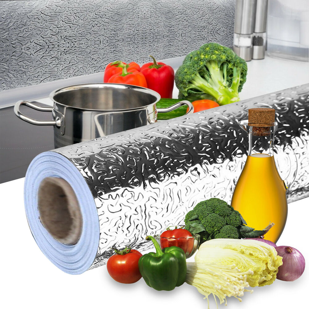 40*100cm kjøkken oljetett vanntett veggklistremerke aluminiumsfolie kjøkken komfyrskap selvklebende gjør-det-selv tapet